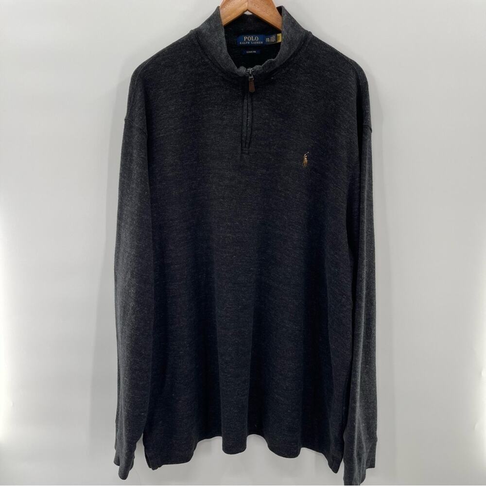 Polo Ralph Lauren Men's Gray Cotton Quarter Zip Sweatshirt Comfy Normcore XXL